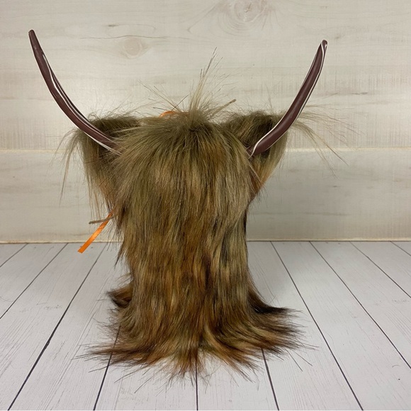 Highland Cow Coo Gnome Rust Brown Handmade Orange Flower Bow Farmhouse Decor - Picture 10 of 13